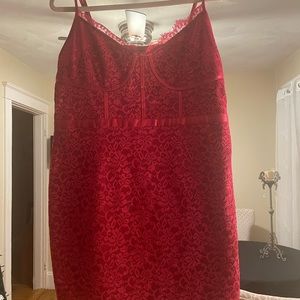 Red Lace Bodycon Bodice Style Mini Dress